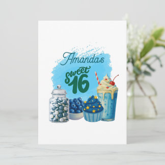 Blaue Sweet Sixteen Geburtstagseinladung Einladung