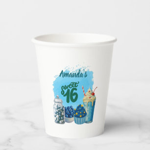 Blaue Sweet Sixteen-Papierbecher Pappbecher