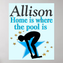 BLAUE SWIMMER QUOTE PERSONALISIERT POSTER