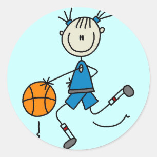 Blaue T-Shirts und Geschenke für Mädchen-Basketbal Runder Aufkleber