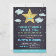 Blaue Tafel Little Star Babyparty-Einladung