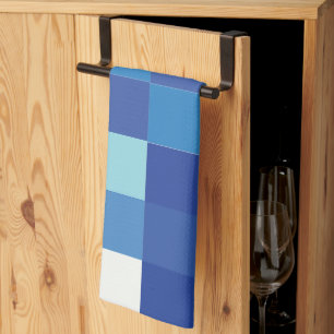 Blaue Tafel Modernes Quadrat-Muster Geschirrtuch