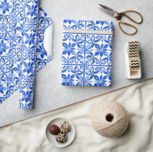 Blaue Talavera Azul Vintage-Mexikanische spanische Geschenkpapier