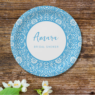 BLAUE TALAVERA BRAUTPARTY PAPPTELLER