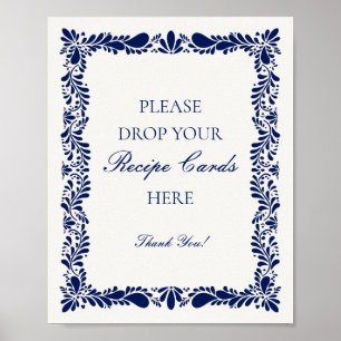 Blaue Talavera-Fliese Spanisch Rezept teilen Hochz Poster