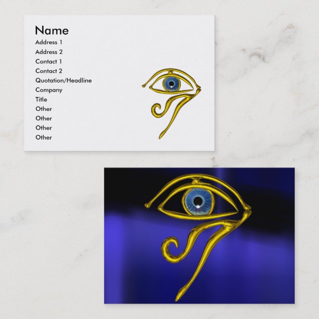 BLAUE TALISMAN / GOLD HORUS AUGE Göttlichkeit Weiß Visitenkarte (Vorne/Hinten)
