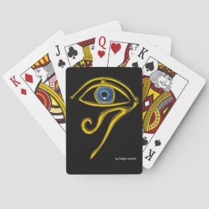 BLAUE TALISMAN, Gold Horus Eye in Schwarz Spielkarten