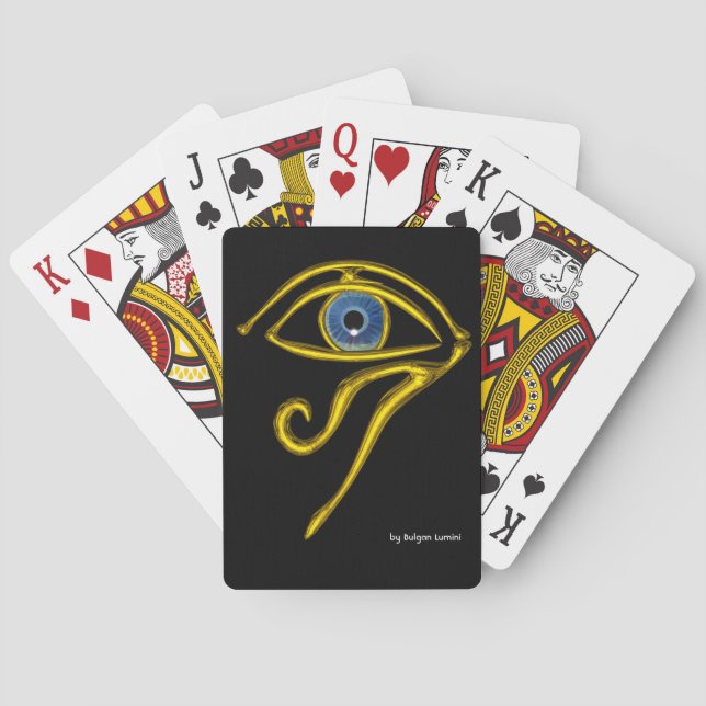 BLAUE TALISMAN, Gold Horus Eye in Schwarz Spielkarten (Rückseite)