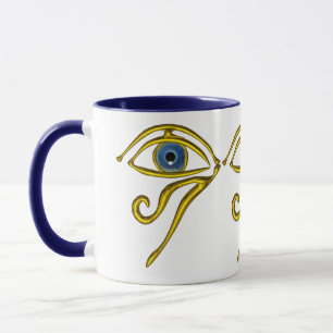 BLAUE TALISMAN / GOLD HORUS EYE White Tasse