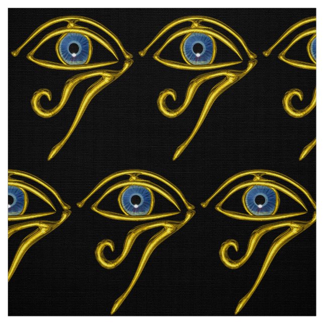 BLAUE TALISMAN HORUS EYE Gold Black Egytian Patter Stoff (Muster)