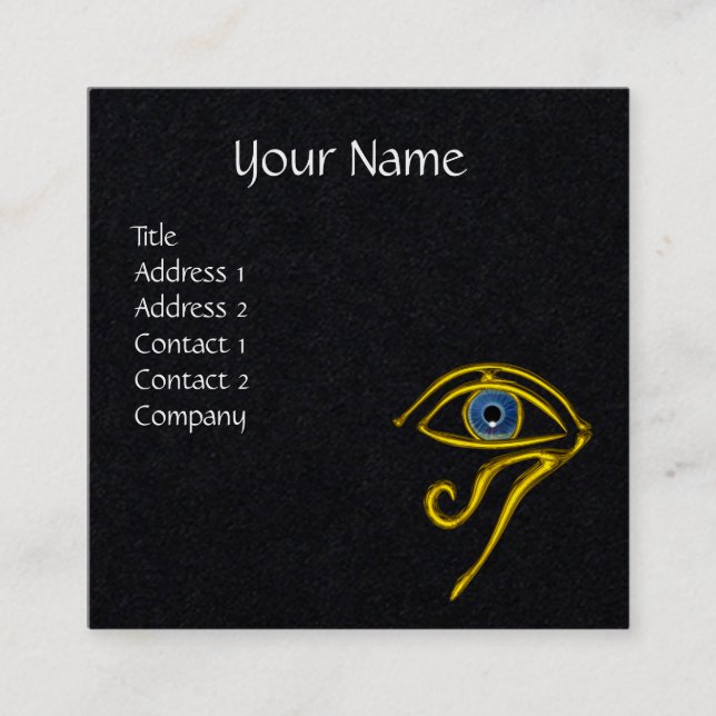 BLAUE TALISMAN HORUS EYE Göttlichkeit Schwarzes Pa Quadratische Visitenkarte (Vorderseite)