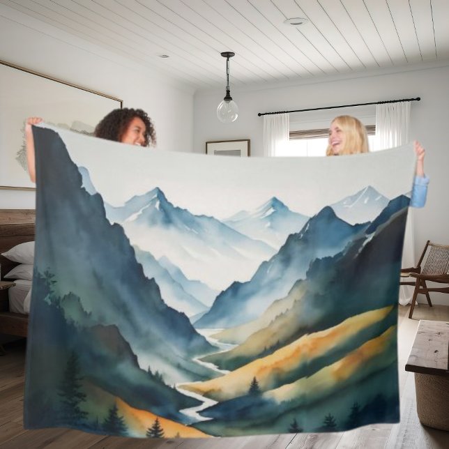 Blaue Tan-Bergszene Fleecedecke (Von Creator hochgeladen)