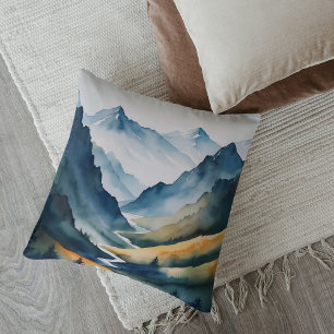 Blaue Tan-Bergszene Kissen