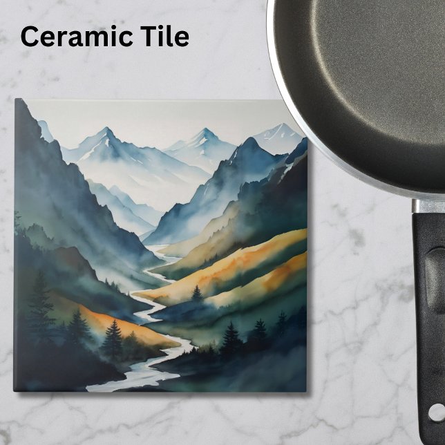 Blaue Tan-Gebirgslandschaft Fliese (Von Creator hochgeladen)