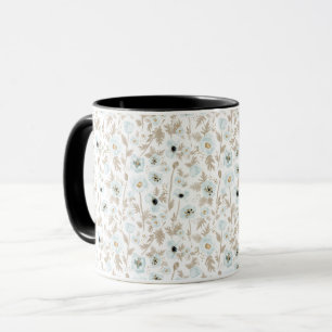 Blaue Tan-Wasserfarben-Blumenmuster-Muster Tasse