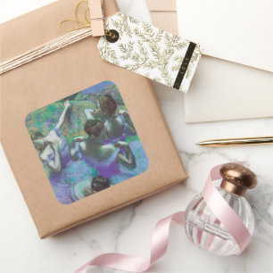 Blaue Tänzerinnen von Edgar Degas, Vintage Impress Quadratischer Aufkleber