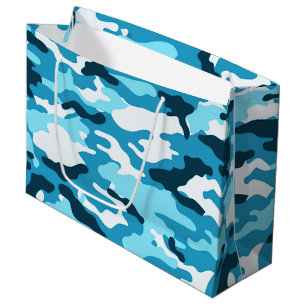 Blaue Tarnung Große Geschenktasche Geschenktüte