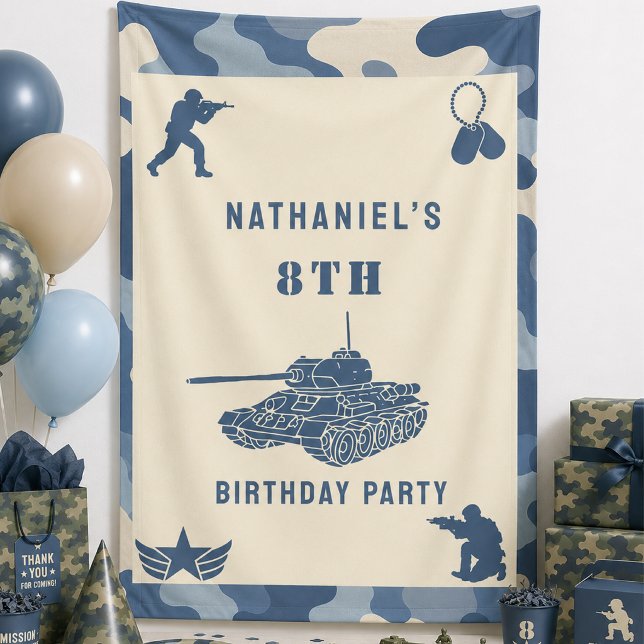 Blaue Tarnung Soldat Armee Geburtstag  Banner (Von Creator hochgeladen)