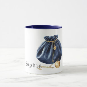 Blaue Tasche Gold Apfel Kette Tasse