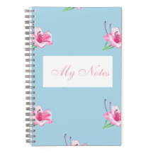 Blaue Tasse mit rosa Lillys