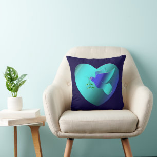 Blaue Taube des Sky Heart Kissen