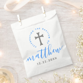 Blaue Taufe Christening Naming Cross Geschenktütchen