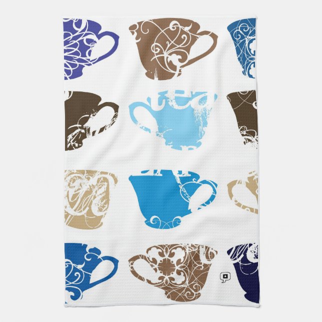 blaue Teacups Handtuch (Vertikal)