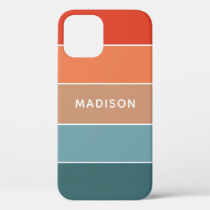Blaue Teal Orange Beige Farbblock Personalisierter Case-Mate iPhone Hülle