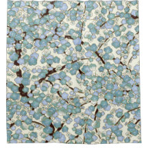Blaue Teal Sakura Feine Vintage Japanische Blumige