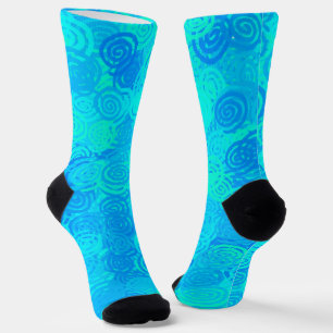 Blaue Teal-Wirbelmuster Socken