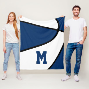 blaue Teamfarben Jungen Mädchen Basketball Monogra Fleecedecke
