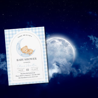 Blaue Teddybär-Baby-Party Einladung