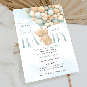 Blaue Teddybär-Baby-Party Einladung