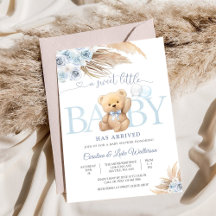 Blaue Teddybär-Baby-Party-Einladung