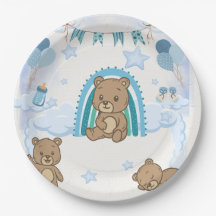 Blaue Teddybär-Baby-Partyplatte