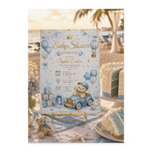 Blaue Teddybär-Baby-Shower-Einladung