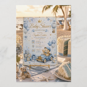 Blaue Teddybär-Baby-Shower-Einladung Einladung