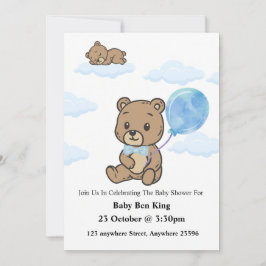 Blaue Teddybär-Baby-Shower-Einladung Einladung