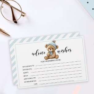 Blaue Teddybär-Baby-Shower-Empfehlungswunschkarten Briefpapier
