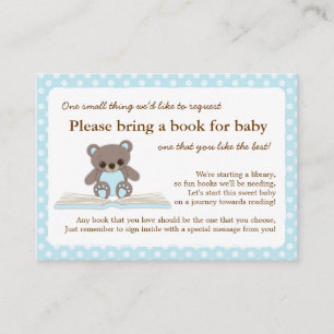 Blaue Teddybär-Babyparty-Buch-Einsatz-Antrag-Karte Begleitkarte