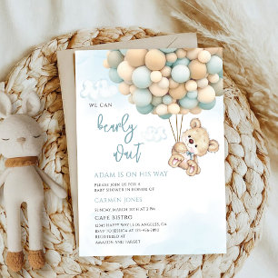 Blaue Teddybär-Babyparty Einladung