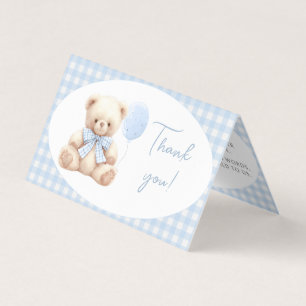 Blaue Teddybär-Fliege Baby Shower Dankeskarten