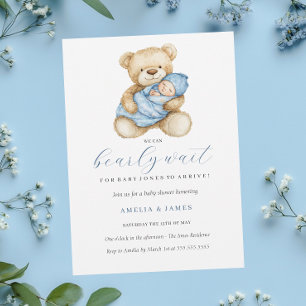 Blaue Teddybär-Junge-Baby-Party-Einladung Einladung