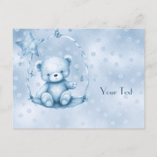 Blaue Teddybär-Postkarte Postkarte