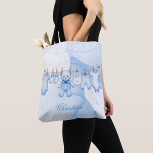 Blaue Teddybär-Wäscheleine Baby Shower