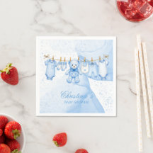 Blaue Teddybär-Wäscheleine Baby Shower