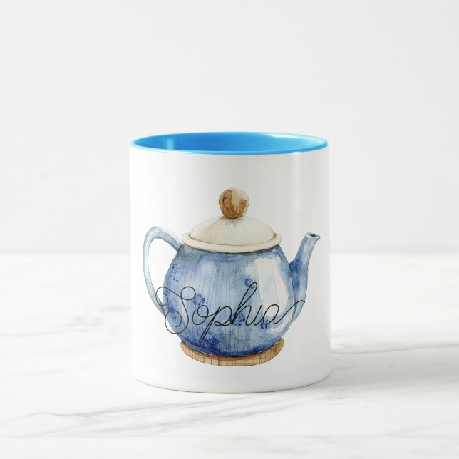 Blaue Teekanne Geburtstag Tasse (Zentrum)