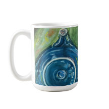 Blaue Teekanne und Chai-Kunstwerk