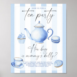 Blaue Teeparty Wie groß ist Mamas Bauch Spiel Poster