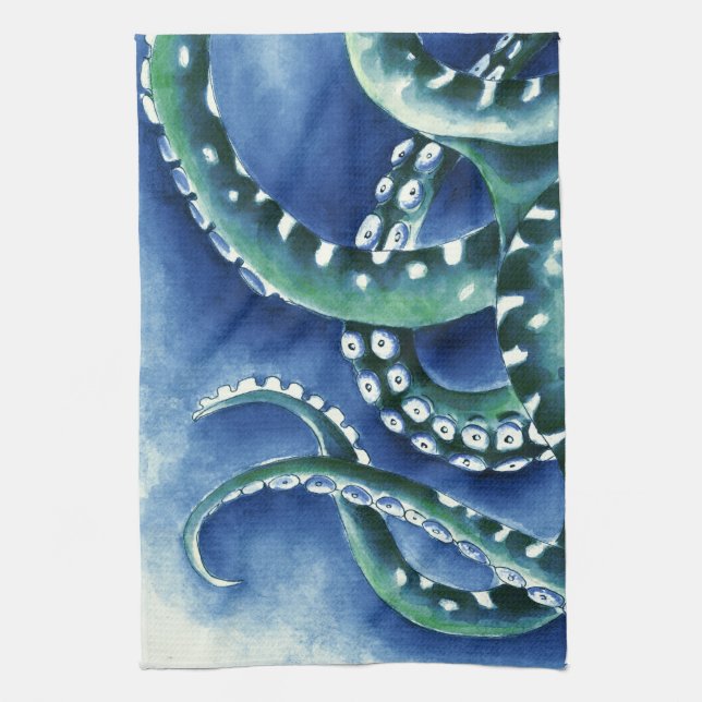 Blaue Tentakeln Geschirrtuch (Vertikal)